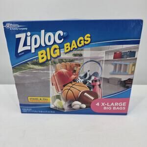 Ziploc Big Bags XL 10 Gallon Size 4 Count 24"x20"x7" Stand & Fill